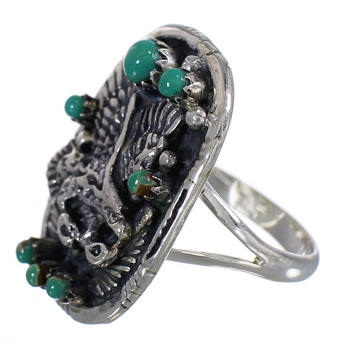 Southwest Sterling Silver Turquoise Eagle Ring Size 7 RX80491